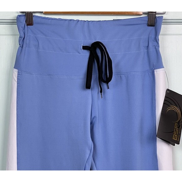 NWT BSP Better Sports Performance Crop Leggings Breathable Blue/White/Orange Lge - Picture 4 of 13